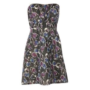American Eagle Gray Floral Strapless Mini Dress 4